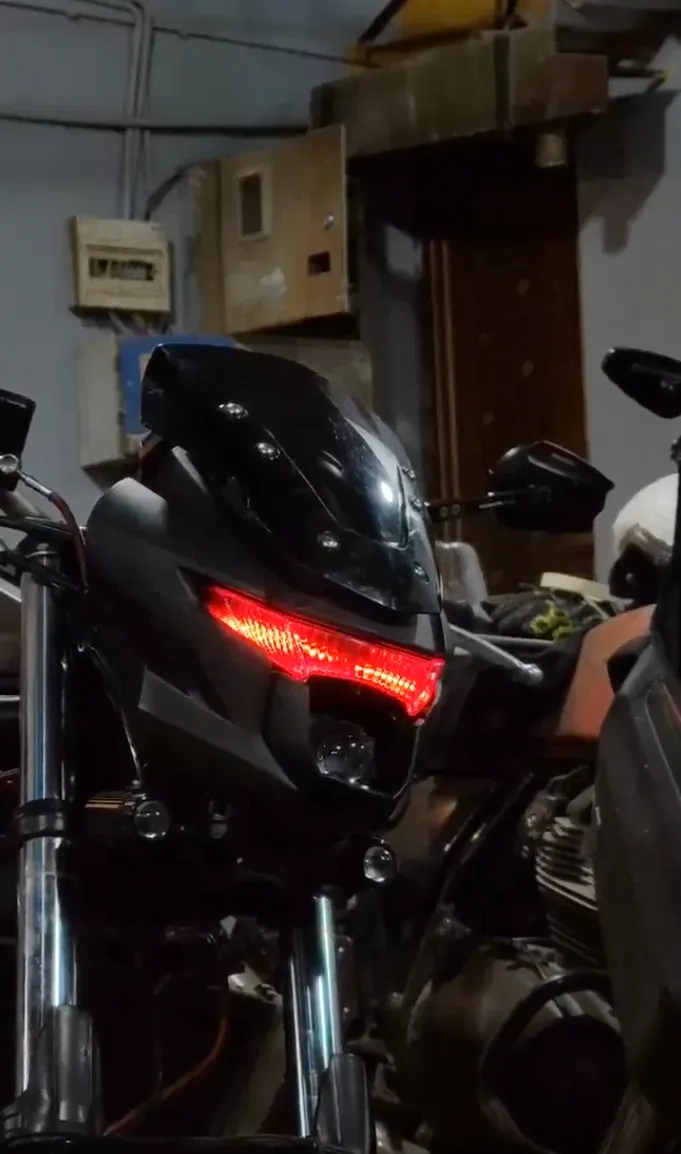 Custom LED lighting signature on motorcycle