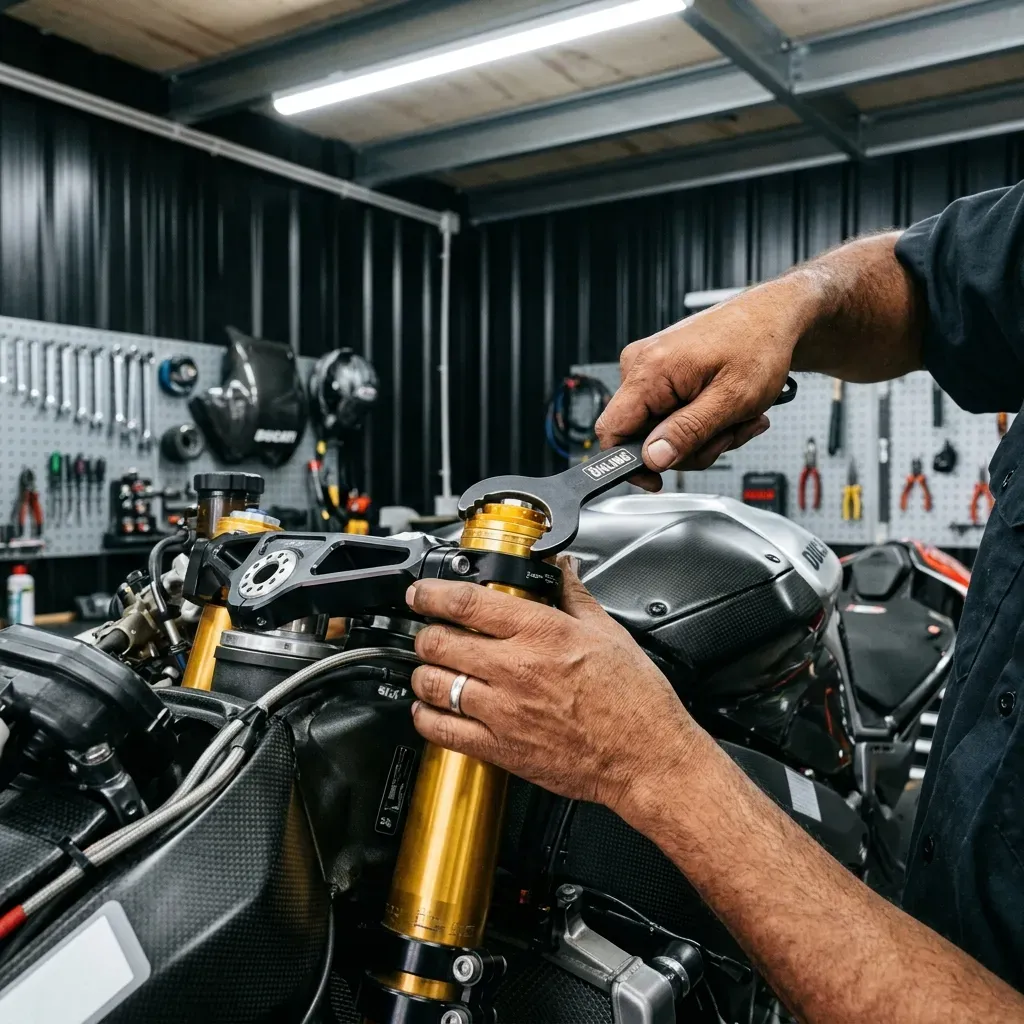 Sportsbike strapped to a dyno machine