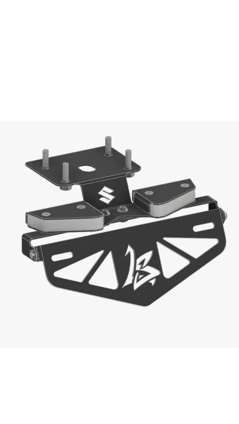 Rear three-quarter view of Split tail tidy showing two LED pods and motorcycle mounting plate