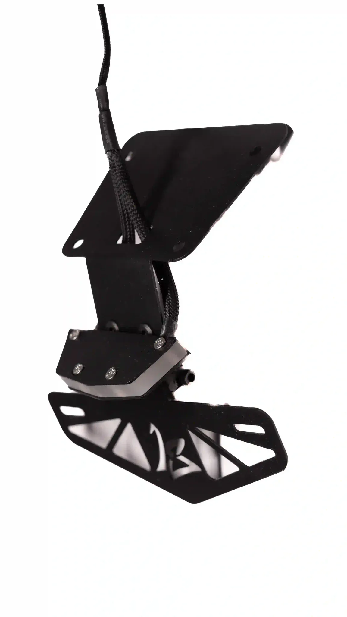 Integrated LED tail tidy illuminated on a motorcycle rear